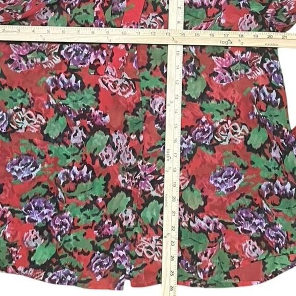 Saloni Emile Georgette Sheer Top 100% Silk Size 8 Floral Cherry Damask Tie Neck - Picture 7 of 7